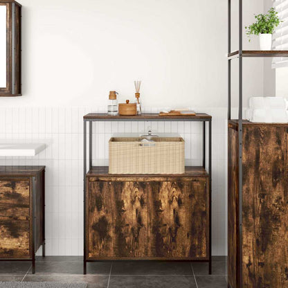 vidaXL Bathroom Cabinet with Shelves Smoked Oak 76,5x35x95 cm