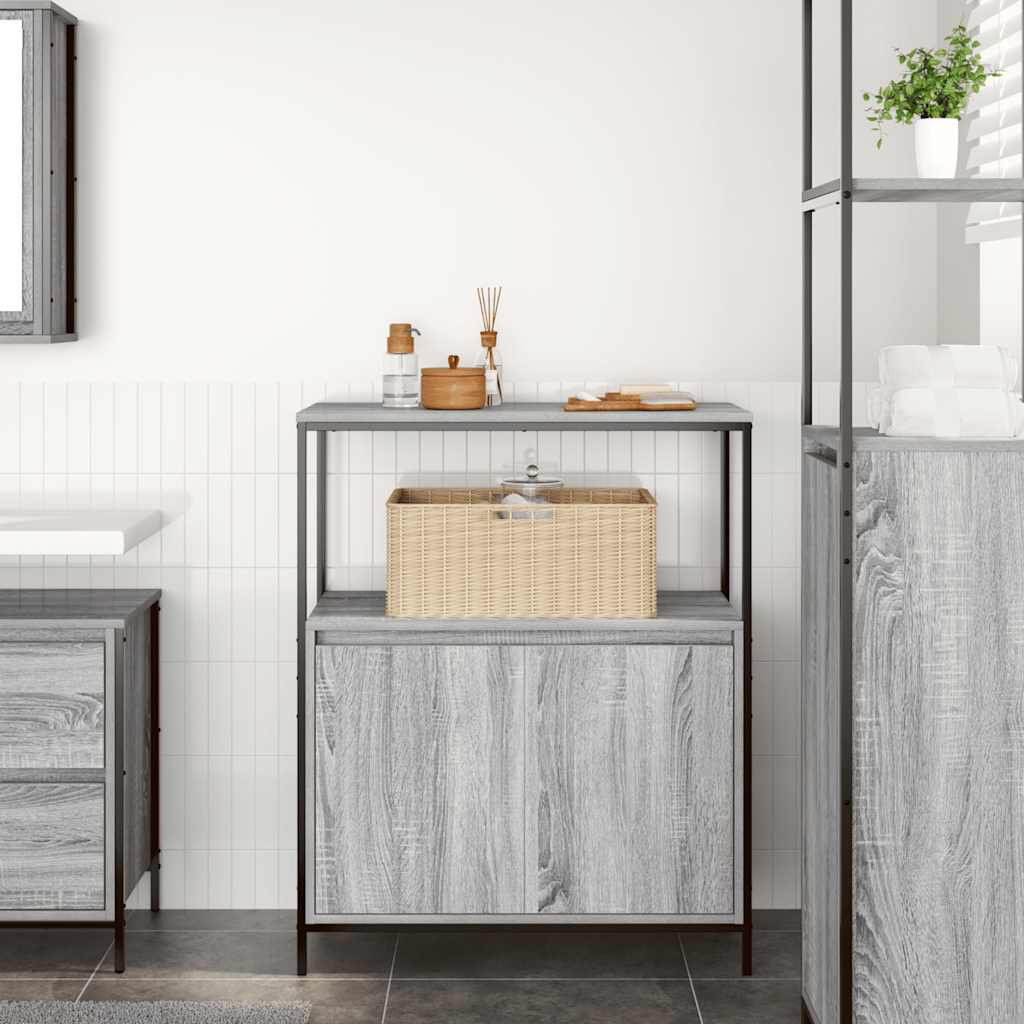 vidaXL Bathroom Cabinet with Shelves Grey Sonoma 76.5x35x95 cm