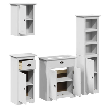 vidaXL 4 Piece Bathroom Furniture Set BODO White Solid Wood Pine