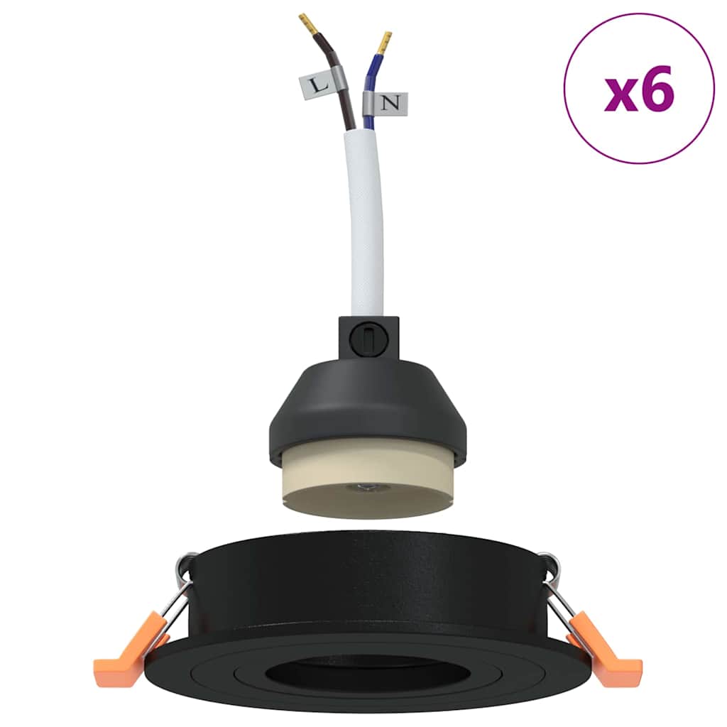 vidaXL Spotlights with Spotlights 6 pcs Black 9 x 9 x cm Aluminium