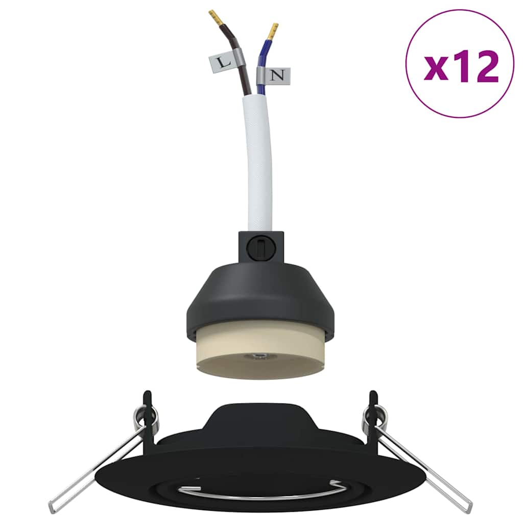 vidaXL Spotlight 12 pcs Black 9 x 9 x 2.5 cm Metal