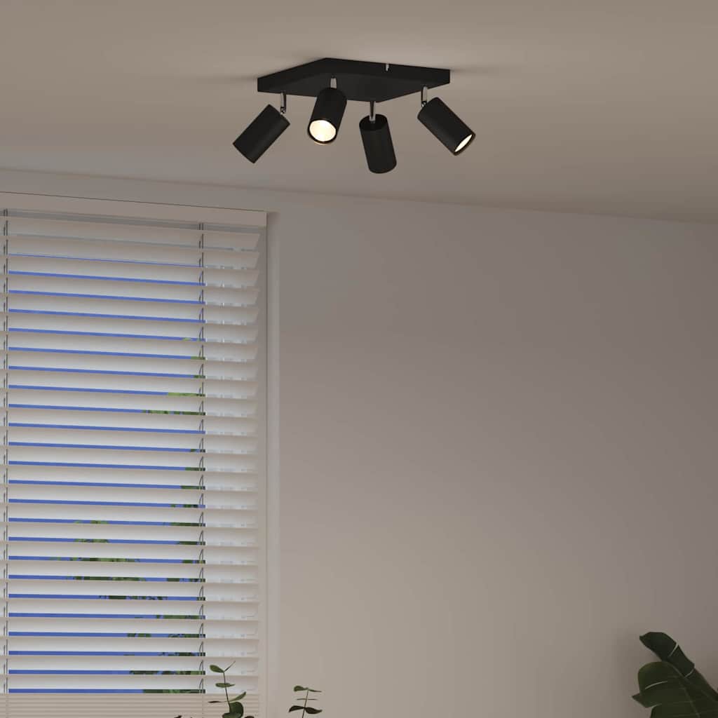 vidaXL Ceiling Spotlight with Spotlights Black 26 x 26 x 16 cm Metal