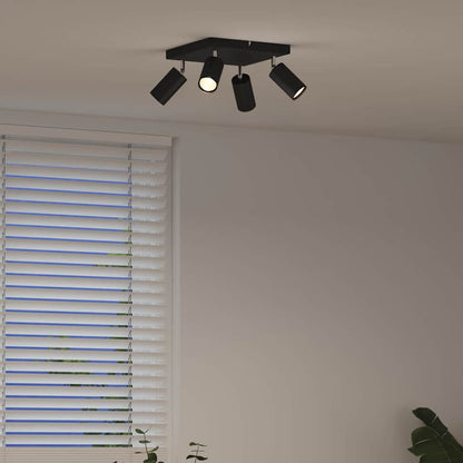 vidaXL Ceiling Spotlight with Spotlights Black 26 x 26 x 16 cm Metal