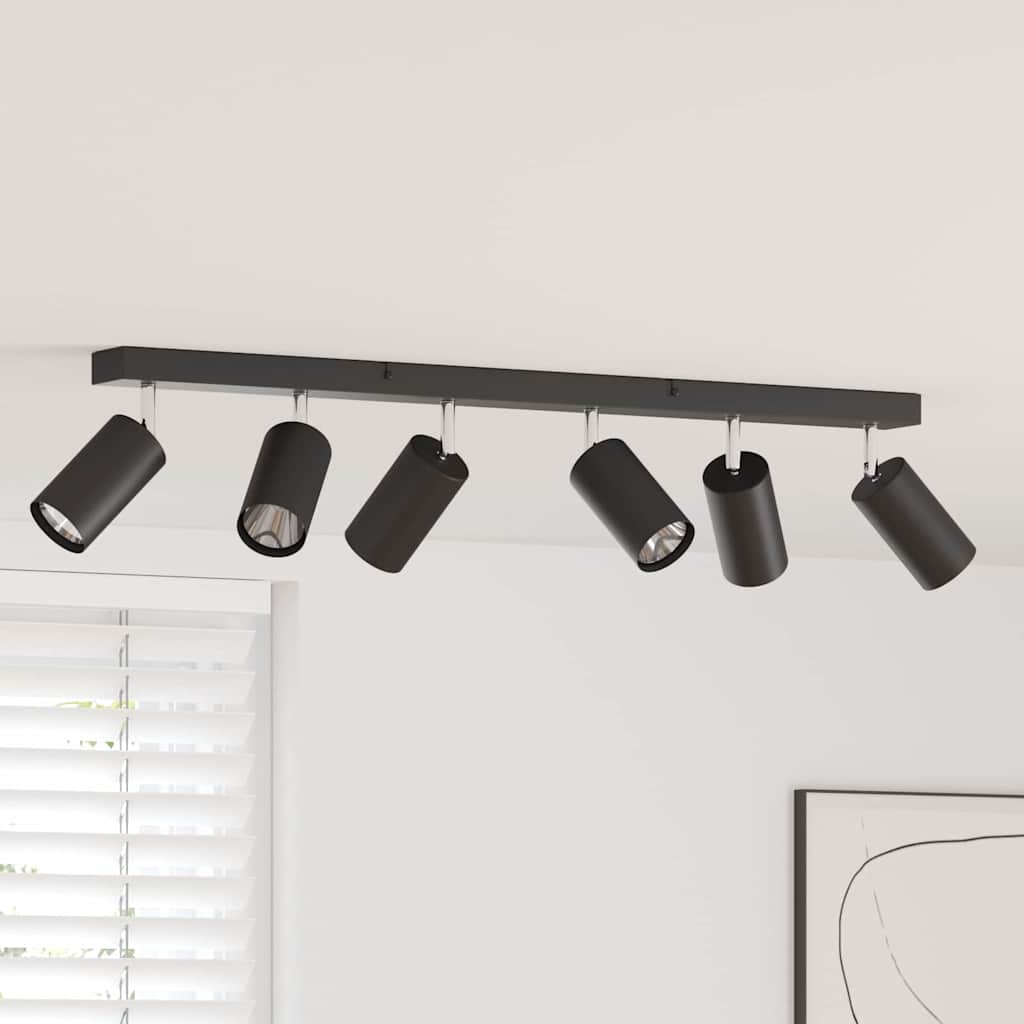 vidaXL Ceiling Spotlight with Spotlights Black 73 x 6 x 16 cm Metal