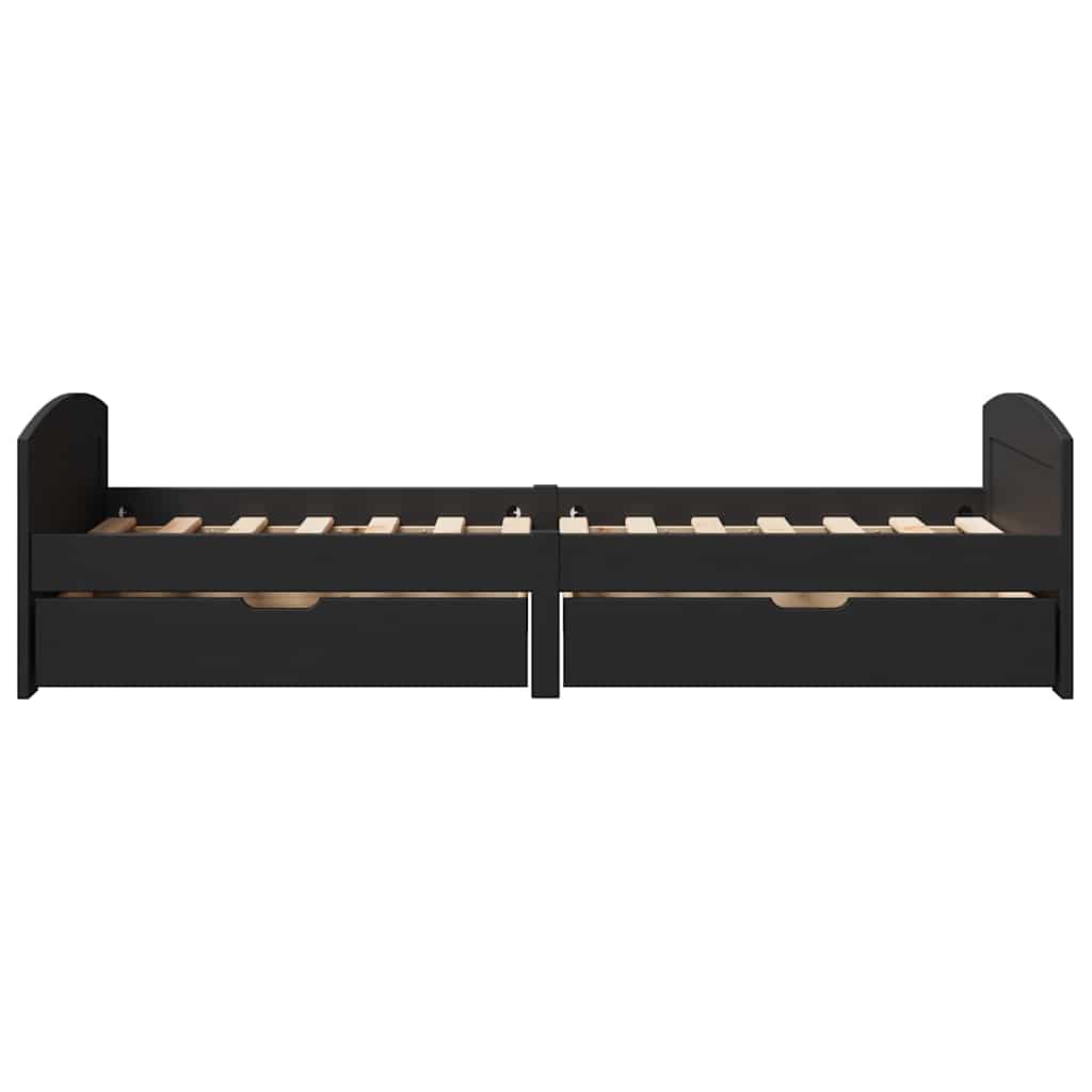 vidaXL Day Bed with 2 Drawers without Mattress IRUN Black 90x200 cm