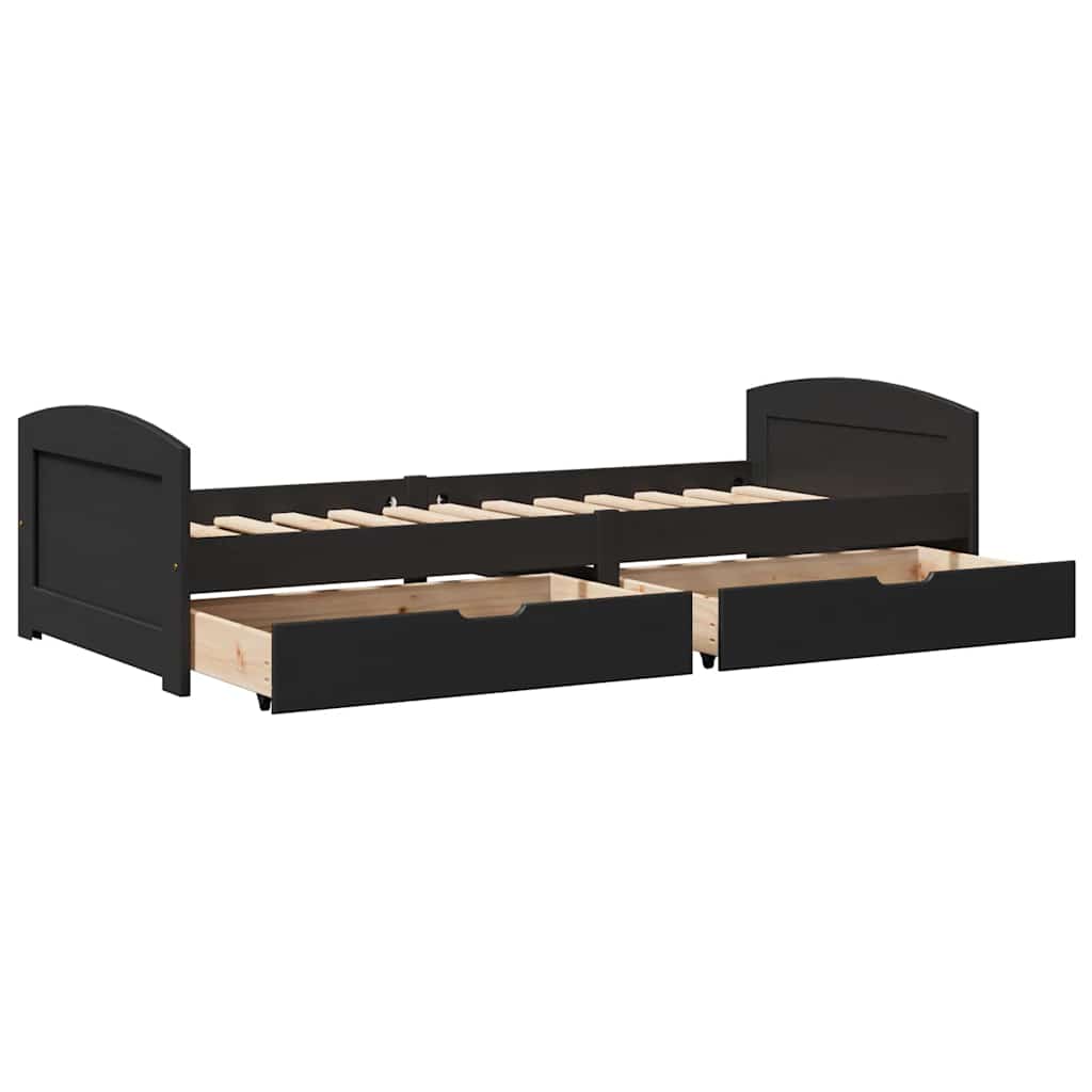 vidaXL Day Bed with 2 Drawers without Mattress IRUN Black 90x200 cm