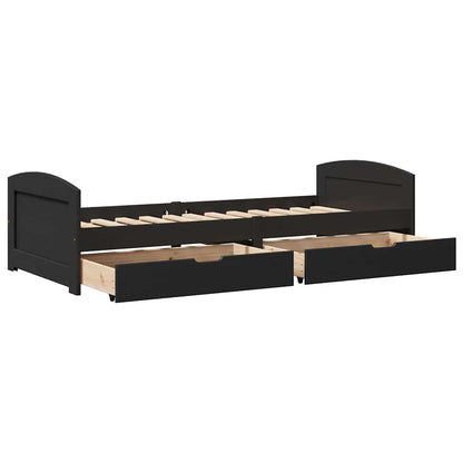 vidaXL Day Bed with 2 Drawers without Mattress IRUN Black 90x200 cm