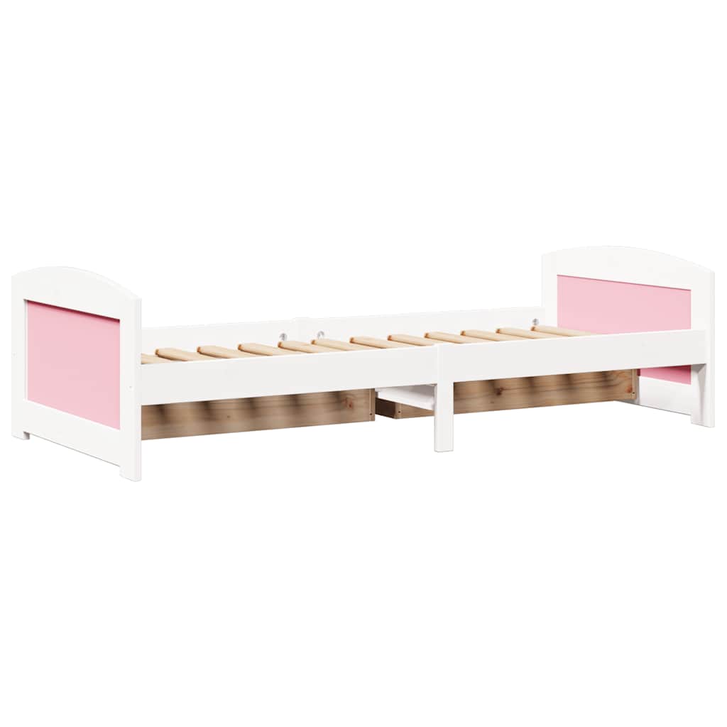 vidaXL Day Bed with 2 Drawers without Mattress IRUN White&Pink 90x200 cm