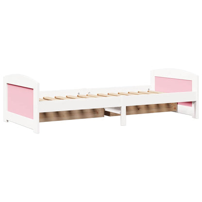 vidaXL Day Bed with 2 Drawers without Mattress IRUN White&Pink 90x200 cm