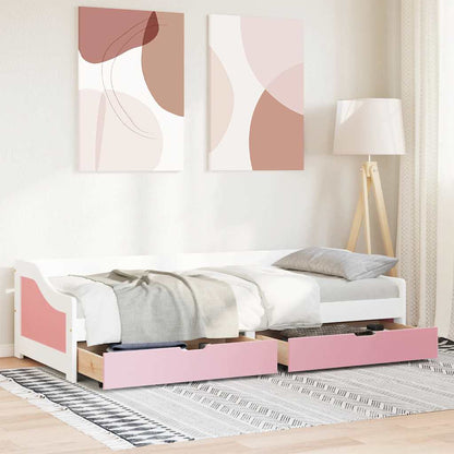 vidaXL Day Bed with 2 Drawers without Mattress IRUN White&Pink 90x200 cm