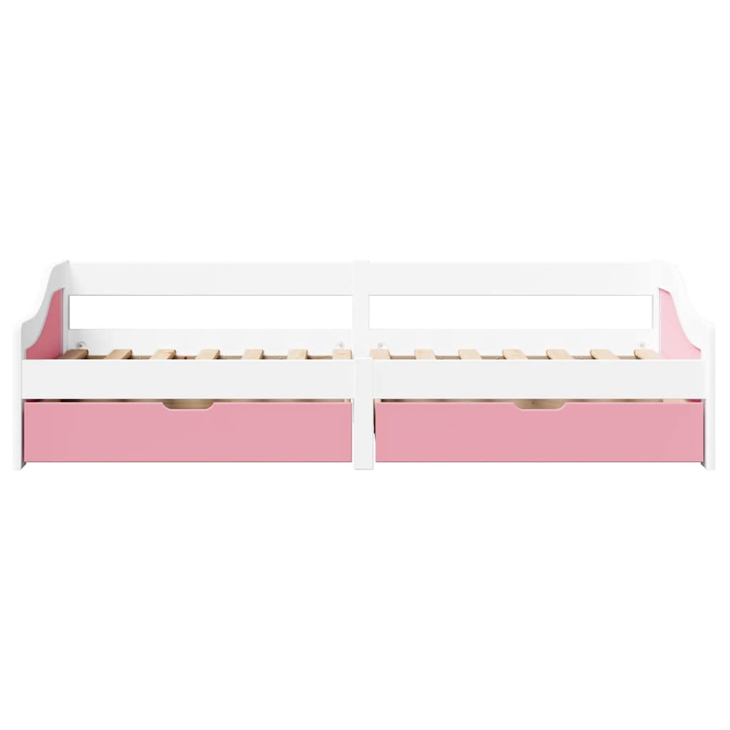 vidaXL Day Bed with 2 Drawers without Mattress IRUN White&Pink 90x200 cm