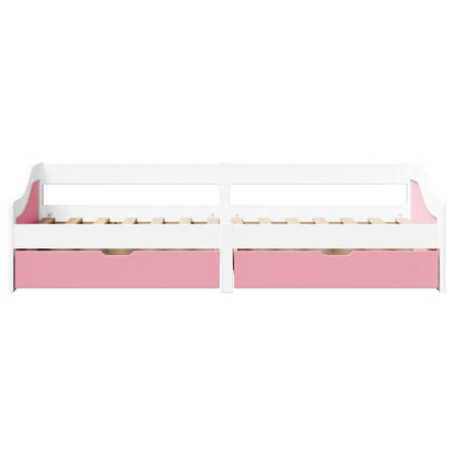 vidaXL Day Bed with 2 Drawers without Mattress IRUN White&Pink 90x200 cm