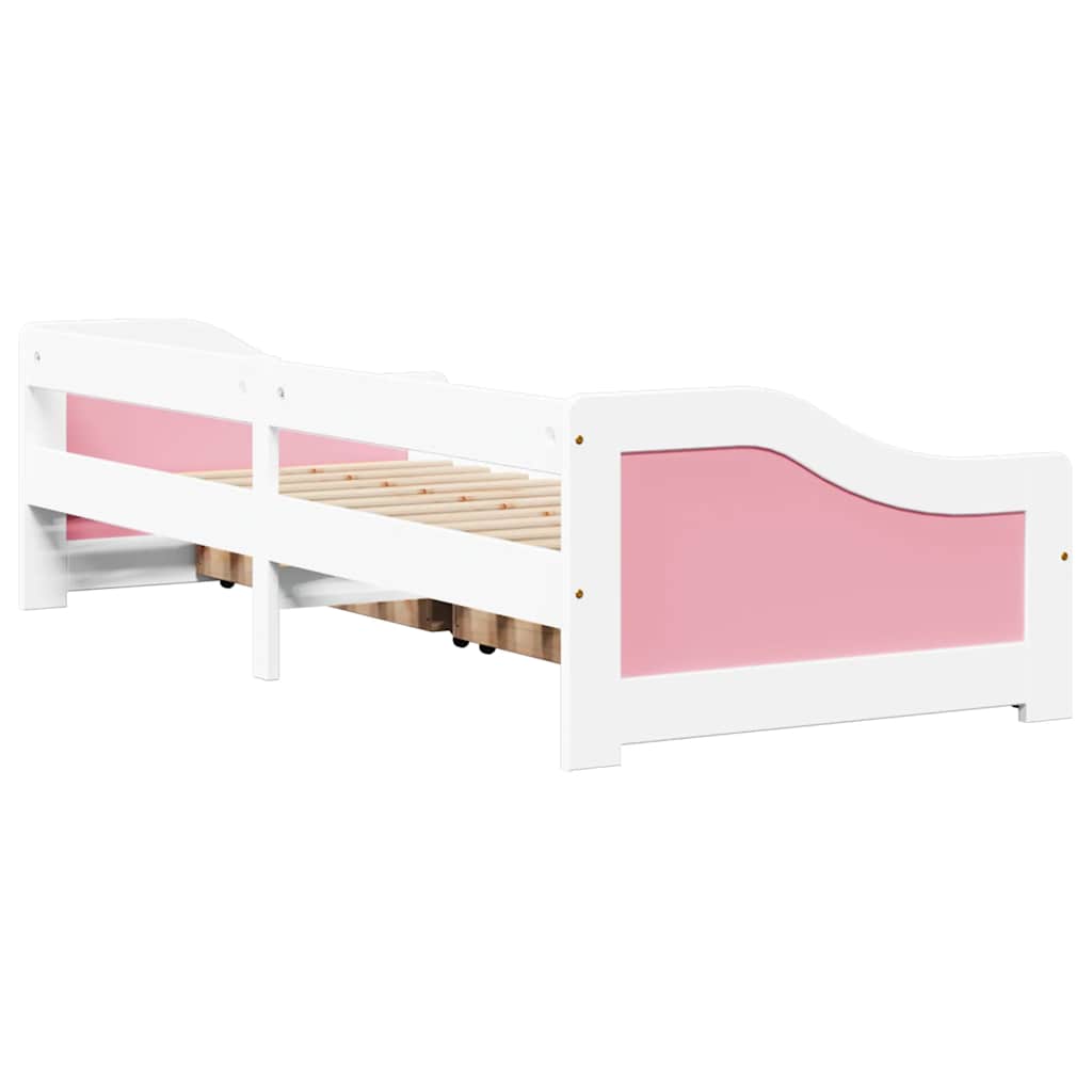 vidaXL Day Bed with 2 Drawers without Mattress IRUN White&Pink 90x200 cm