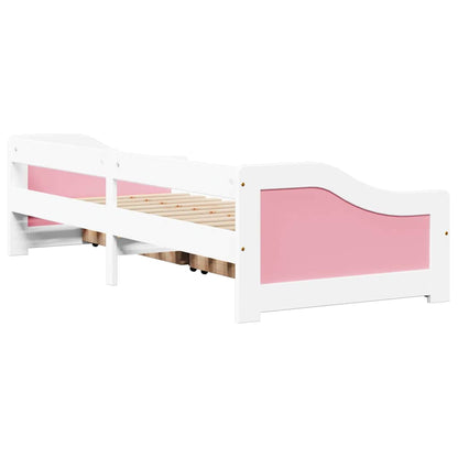 vidaXL Day Bed with 2 Drawers without Mattress IRUN White&Pink 90x200 cm