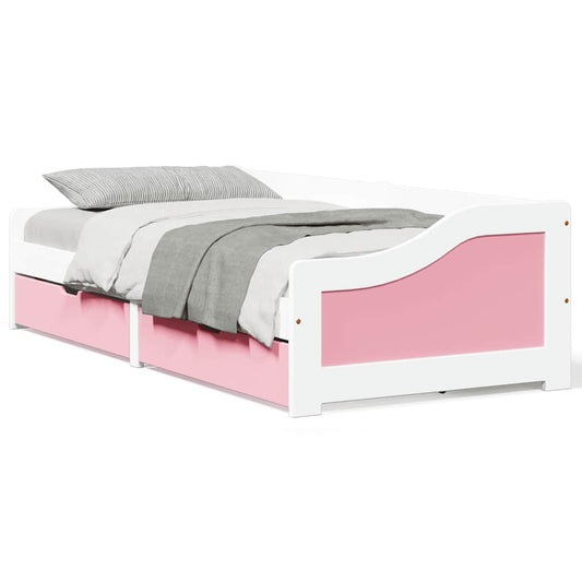 vidaXL Day Bed with 2 Drawers without Mattress IRUN White&Pink 90x200 cm