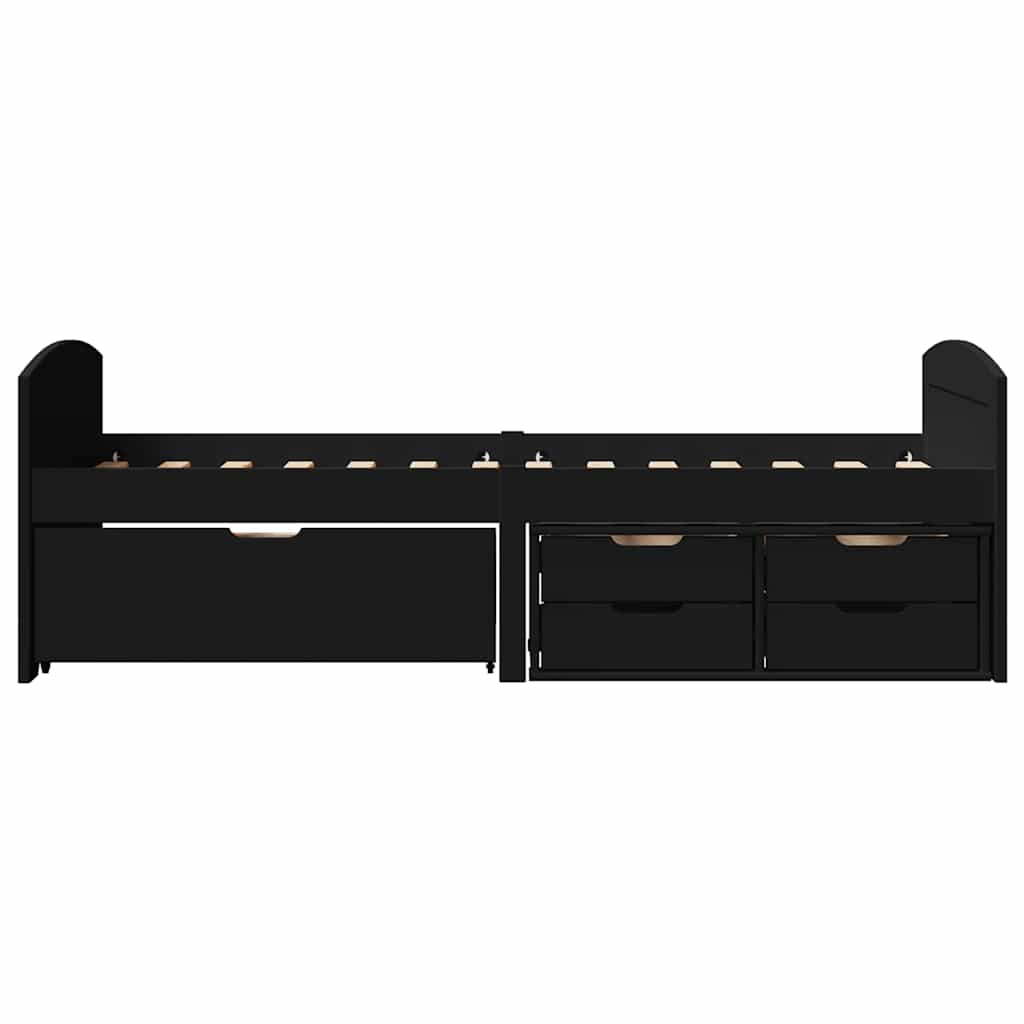 vidaXL Day Bed with 5 Drawers without Mattress IRUN Black 90x200 cm