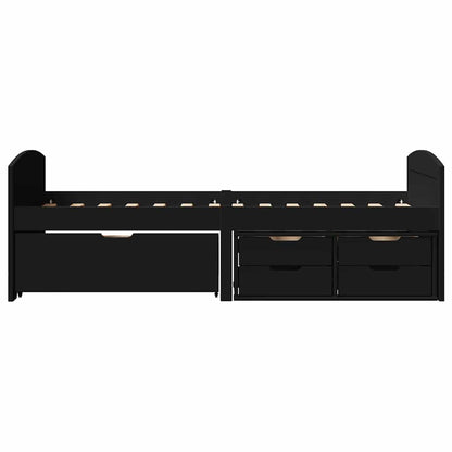 vidaXL Day Bed with 5 Drawers without Mattress IRUN Black 90x200 cm