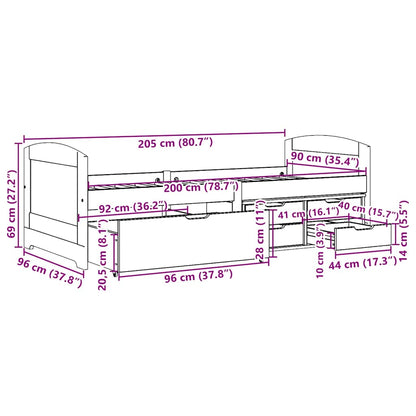 vidaXL Day Bed with 5 Drawers without Mattress IRUN Black 90x200 cm