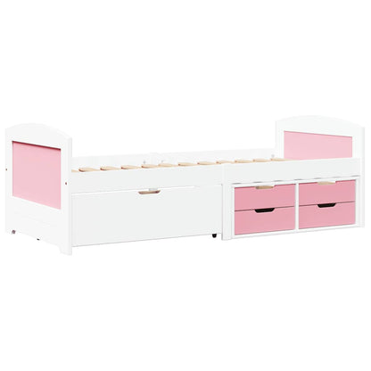 vidaXL Day Bed with 5 Drawers without Mattress "IRUN" White&Pink 90x200 cm