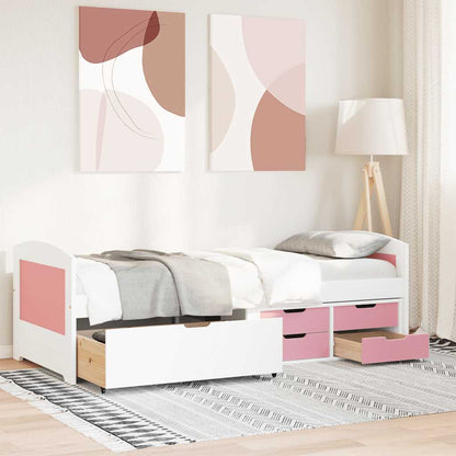 vidaXL Day Bed with 5 Drawers without Mattress "IRUN" White&Pink 90x200 cm