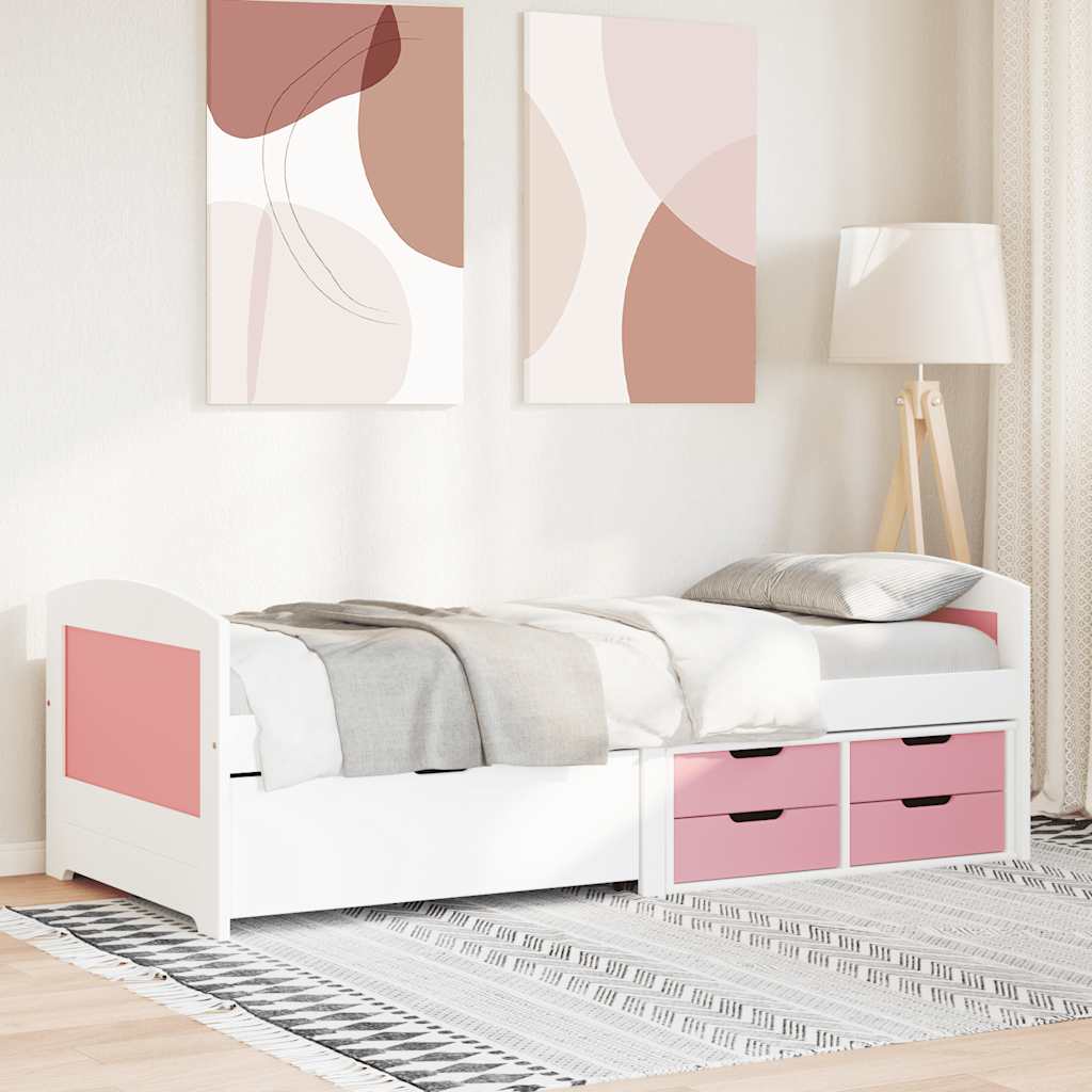 vidaXL Day Bed with 5 Drawers without Mattress "IRUN" White&Pink 90x200 cm