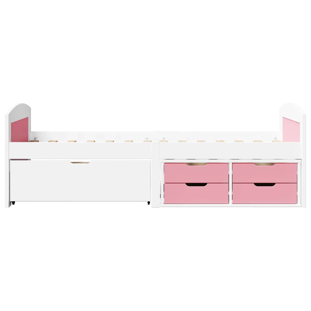 vidaXL Day Bed with 5 Drawers without Mattress "IRUN" White&Pink 90x200 cm