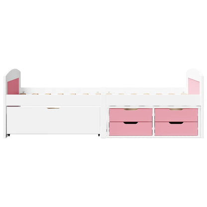 vidaXL Day Bed with 5 Drawers without Mattress "IRUN" White&Pink 90x200 cm