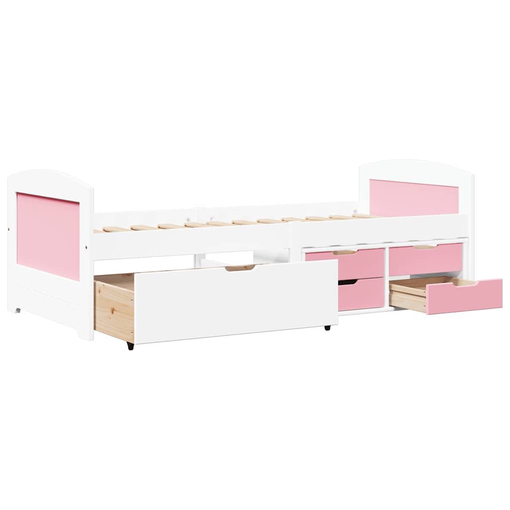 vidaXL Day Bed with 5 Drawers without Mattress "IRUN" White&Pink 90x200 cm