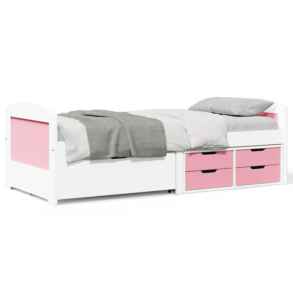 vidaXL Day Bed with 5 Drawers without Mattress "IRUN" White&Pink 90x200 cm