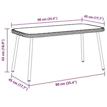 vidaXL Coffee Table Brown and Black 90 x 45 x 43 cm Poly Rattan