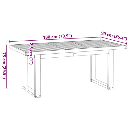 vidaXL Dining Table NOAIN U-Shaped Legs 180x90x75 cm Solid Wood Pine