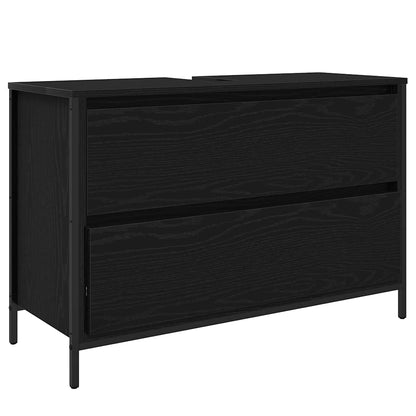 vidaXL Bathroom Furniture Set 3 pcs Black Oak Engineered Wood