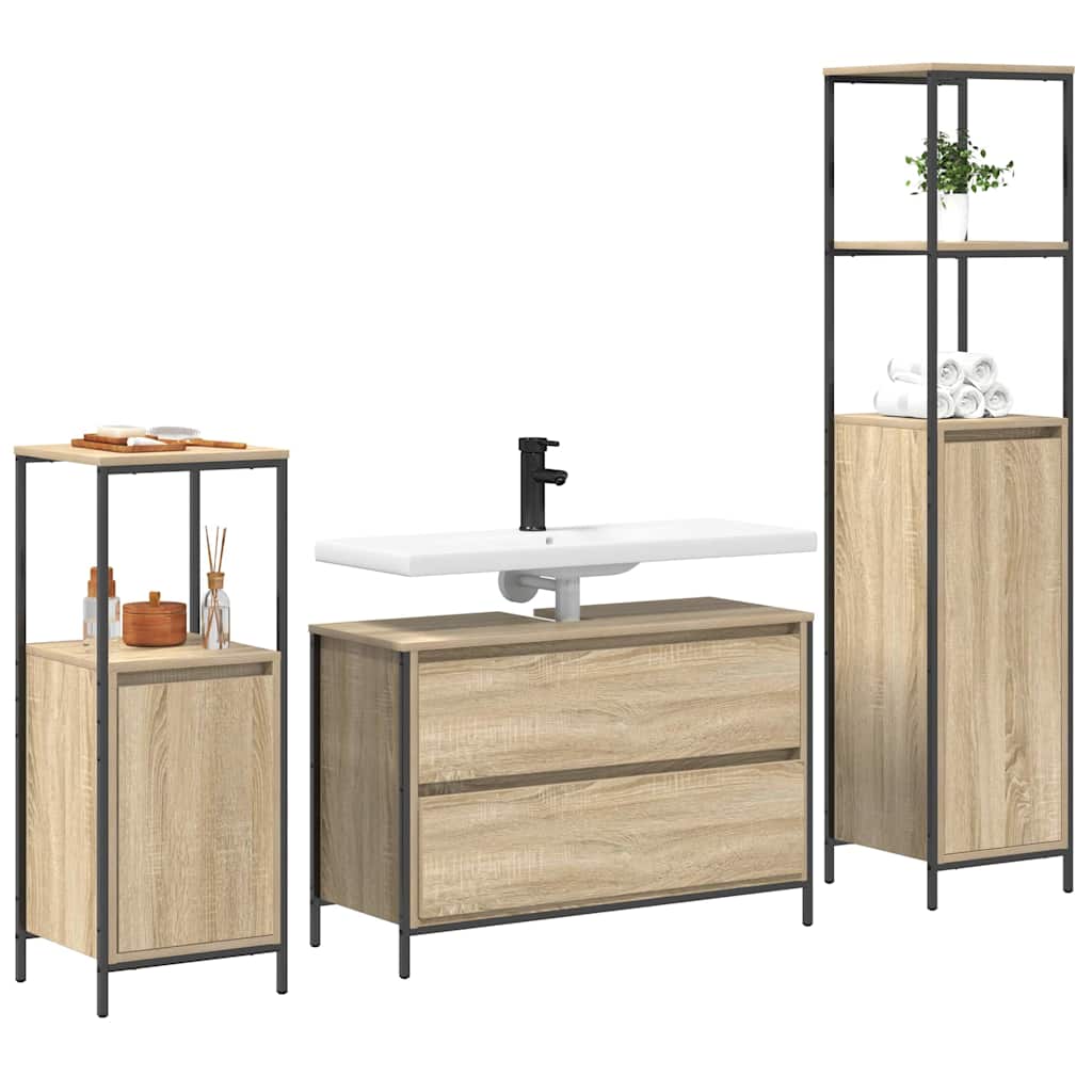 vidaXL Bathroom Furniture Set 3 pcs Sonoma Oak 90 x 34.5 x 60 cm