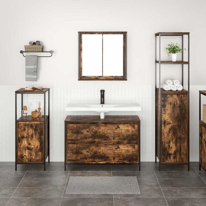 vidaXL Bathroom Furniture Set 3 pcs Smoked Oak Engineered Wood