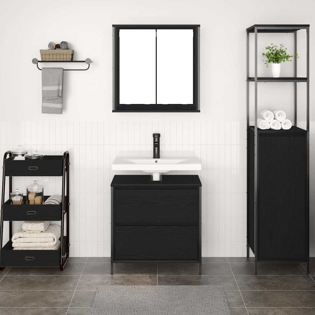 vidaXL 2 Piece Bathroom Furniture Set Black Oak Engineered Wood