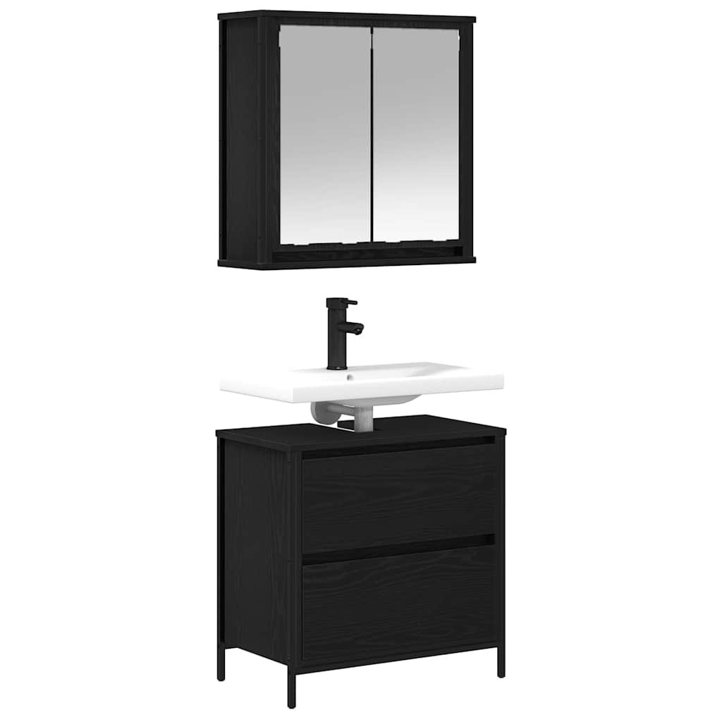 vidaXL 2 Piece Bathroom Furniture Set Black Oak Engineered Wood