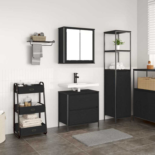 vidaXL 2 Piece Bathroom Furniture Set Black Oak Engineered Wood