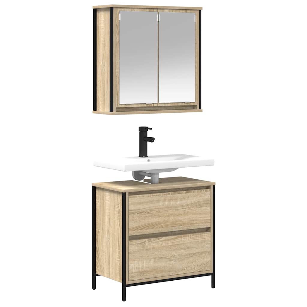 vidaXL 2 Piece Bathroom Furniture Set Sonoma Oak Engineered Wood