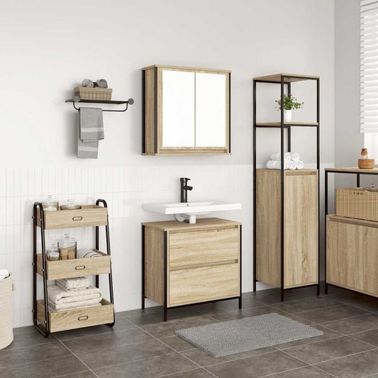 vidaXL 2 Piece Bathroom Furniture Set Sonoma Oak Engineered Wood