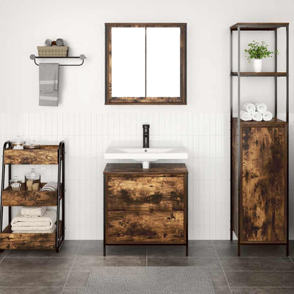 vidaXL 2 Piece Bathroom Furniture Set Smoked Oak Engineered Wood