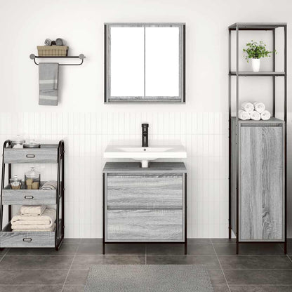 vidaXL 2 Piece Bathroom Furniture Set Grey Sonoma Engineered Wood