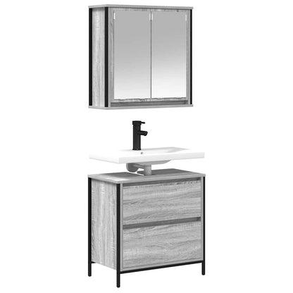 vidaXL 2 Piece Bathroom Furniture Set Grey Sonoma Engineered Wood