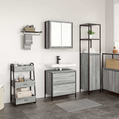 vidaXL 2 Piece Bathroom Furniture Set Grey Sonoma Engineered Wood