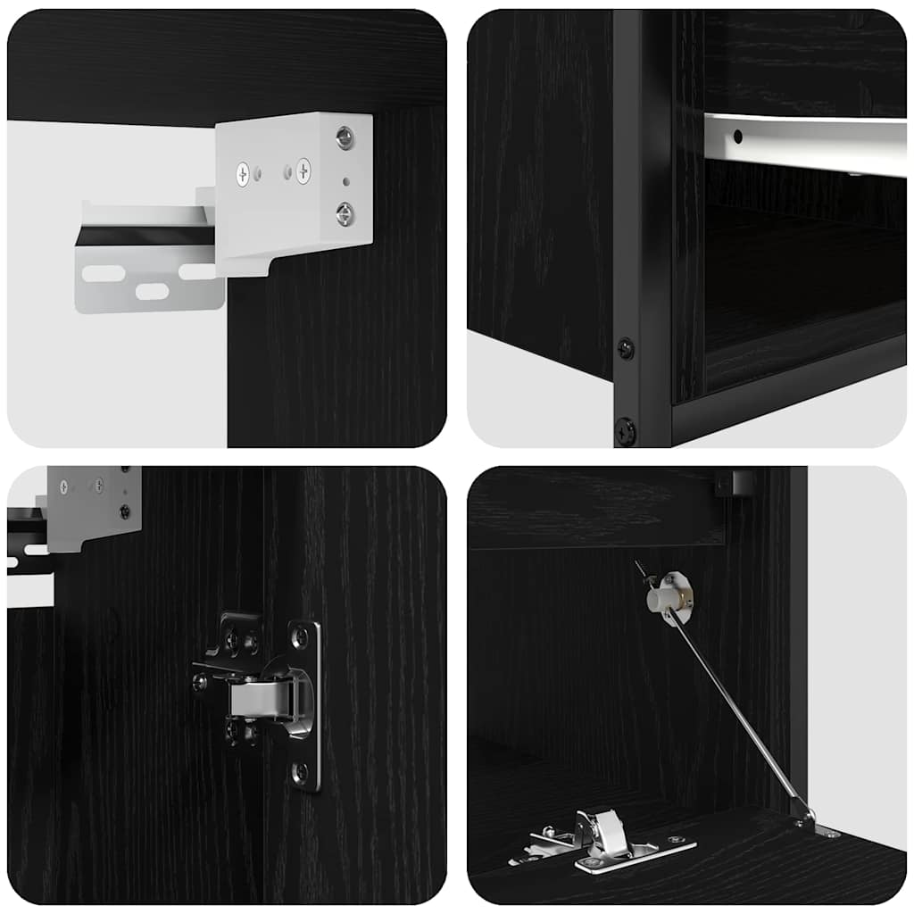 vidaXL Bathroom Furniture Set with Shelf 5 pcs Black Engineered wood