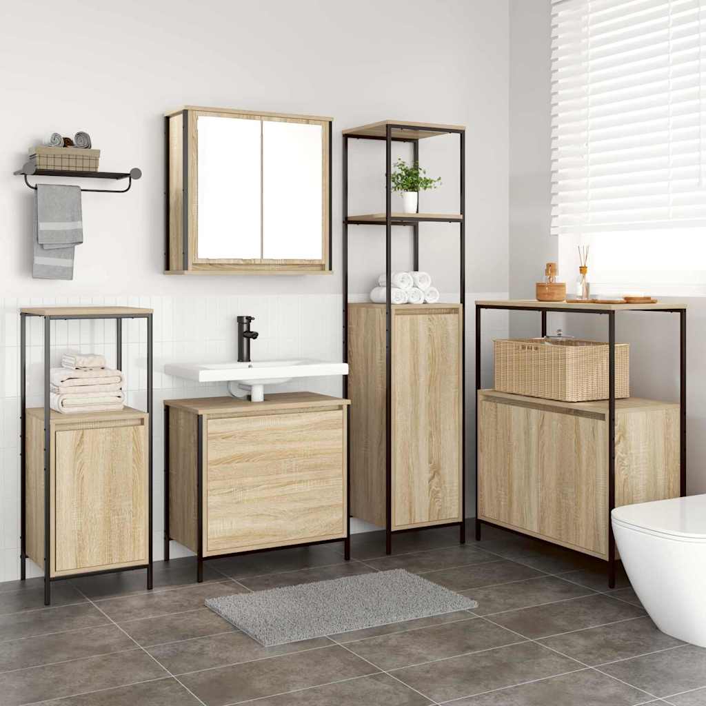 vidaXL Bathroom Furniture Set with Shelf 5 pcs Beige Engineered wood