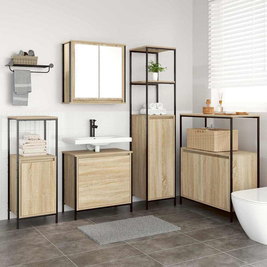 vidaXL Bathroom Furniture Set with Shelf 5 pcs Beige Engineered wood