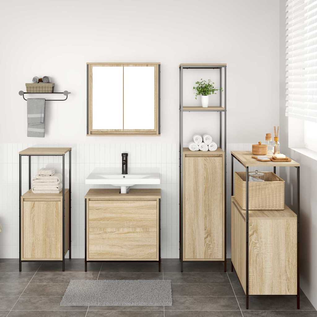 vidaXL Bathroom Furniture Set with Shelf 5 pcs Beige Engineered wood