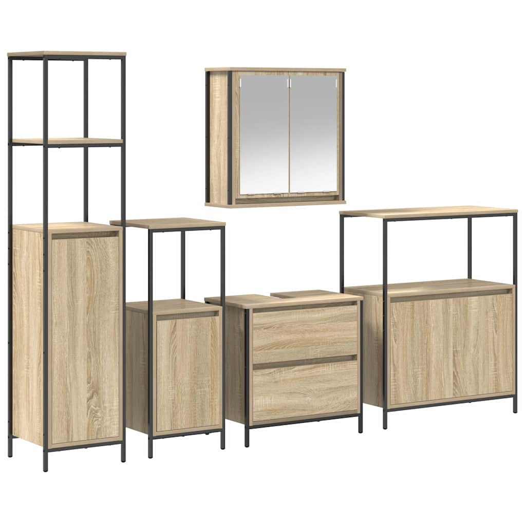 vidaXL Bathroom Furniture Set with Shelf 5 pcs Beige Engineered wood