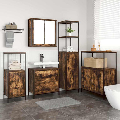 vidaXL Bathroom Furniture Set with Shelf 5 pcs Brown Engineered wood