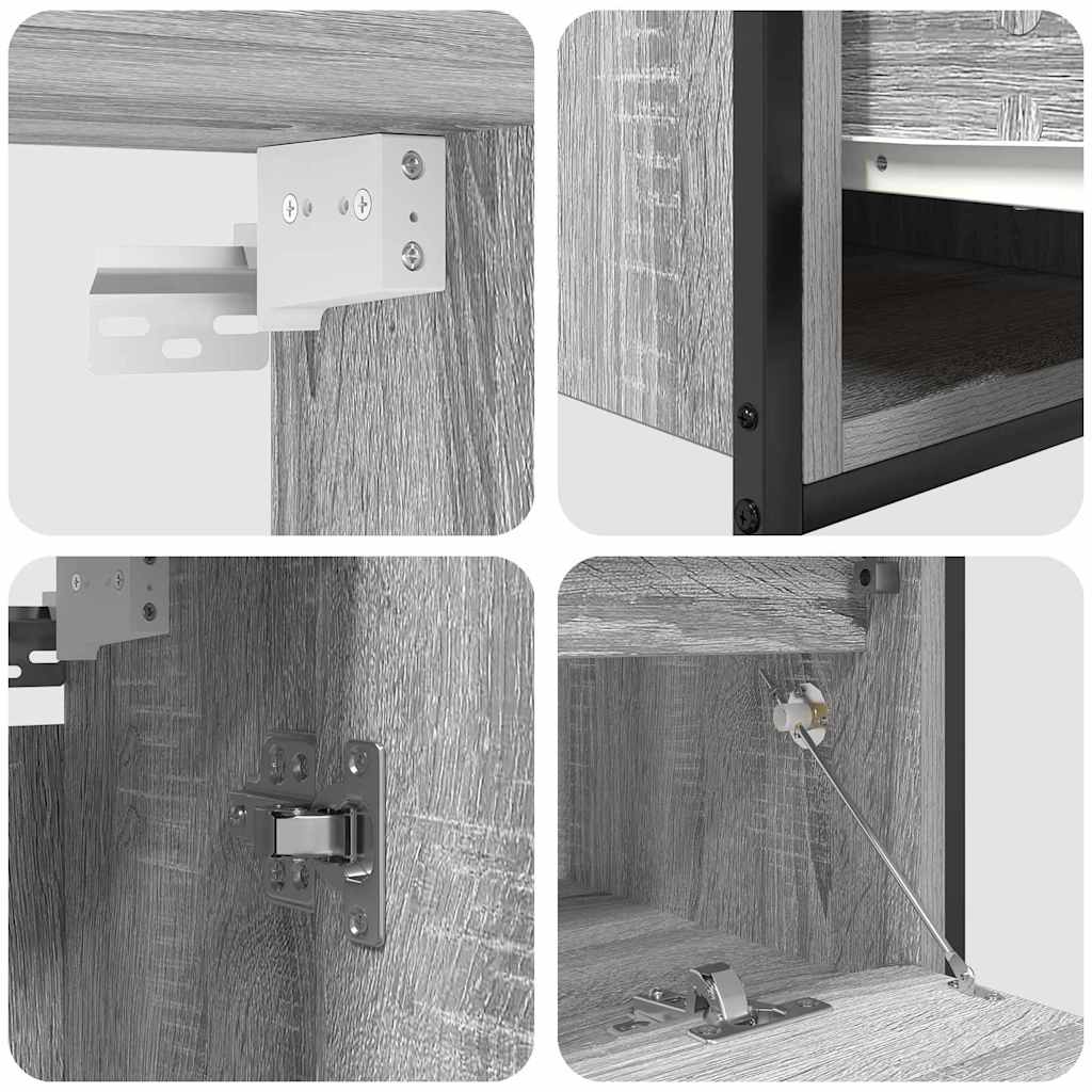 vidaXL Bathroom Furniture Set with Shelf 5 pcs Grey Engineered wood